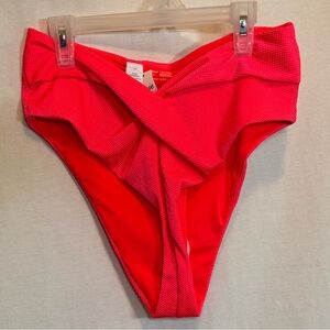 AA-466 Aerie NWT High Cut Cheeky Pink Summer Swim Bikini Bottoms‎ Size L